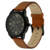 Titan Men's Watch Analog, Black Dial With Brown Leather Strap, 1585NL01